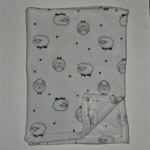 Tahari Baby White Gray Sheep Lamb Soft Fleece Blanket Lovey 28" x 38" RN 157035